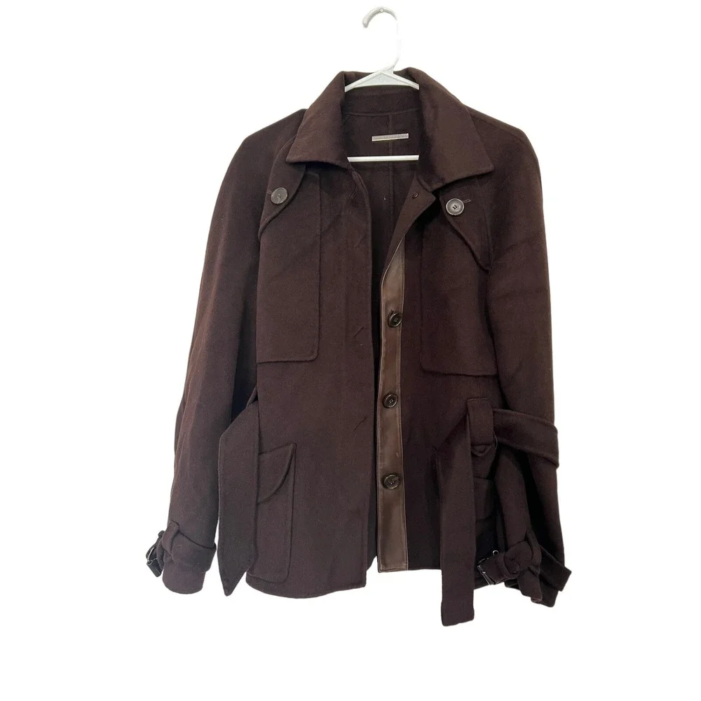 BARBARA BUI 90'S BROWN WOOL ANGORA  JACKET SKIRT SUIT 42 46 L Corporate Grunge